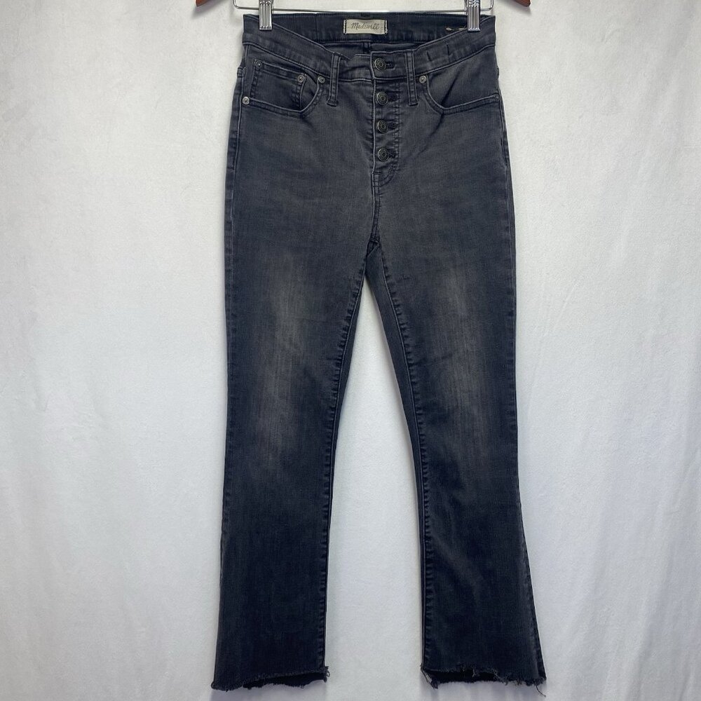 Madewell Cali Demi Boot Mid-Rise Cropped Mini-Flare Jeans Women 26 Washed Black